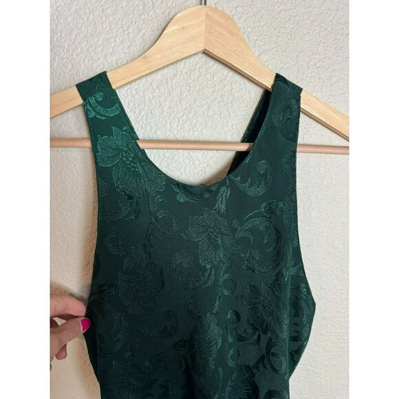 Vintage Be Smart Maxi Dress Size Medium Green Y2K Floral Textured Evening - Picture 3 of 10